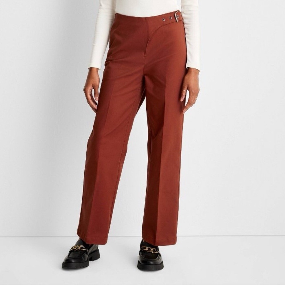 Future Collective High Rise Straight Leg Rust Pants size 10